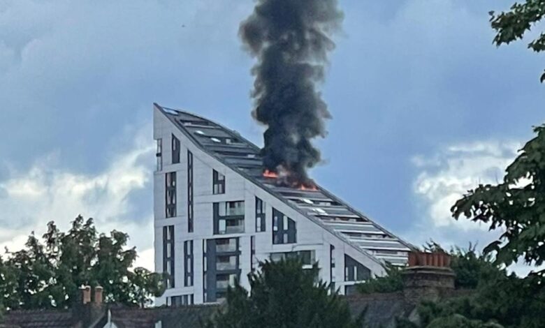 A flat in Bromley on fire. Pic: Joe Wells