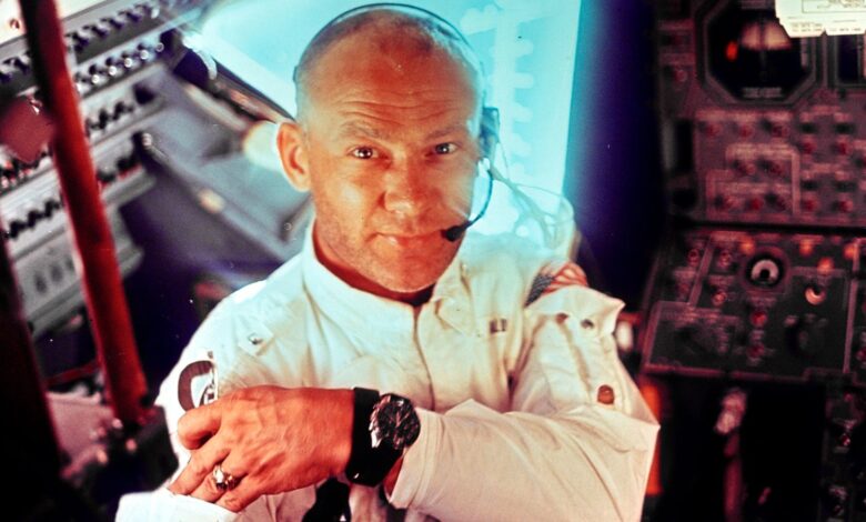 US astronaut Edwin "Buzz" Aldrin during the lunar landing mission in 1969
