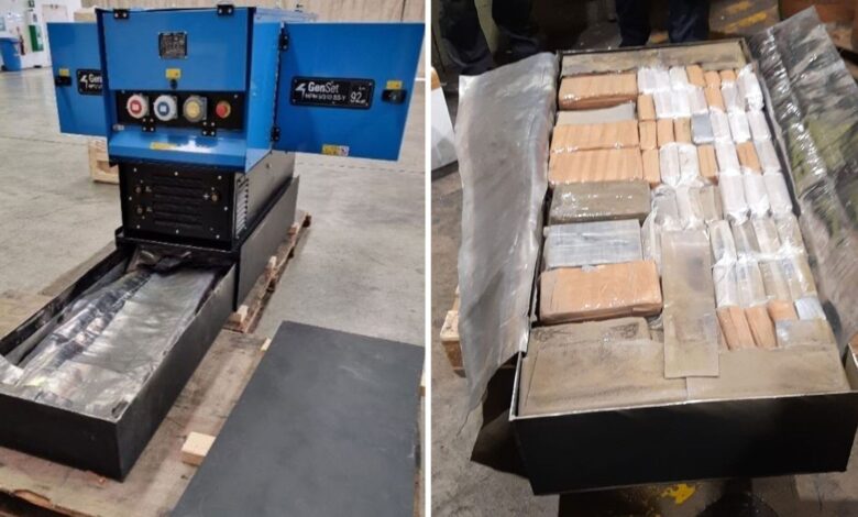 The secret compartment in the diesel generator held 125 kilos of cocaine