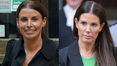 Rebekah Vardy and Coleen Rooney outside the High Court during their libel trial
