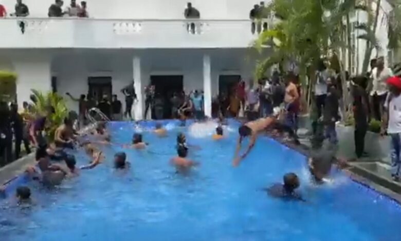 Protesters storm presidential palace in Sri Lanka and try the swimming pool