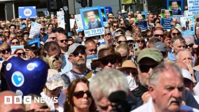 Noah Donohoe: Thousands of people in Belfast protest