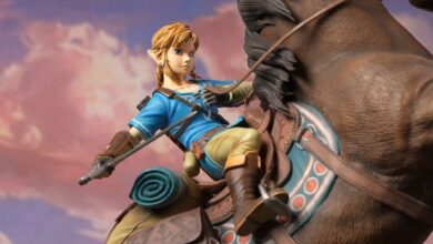 The first 4 images tease the legend of the 'linked on horseback' Zelda statue