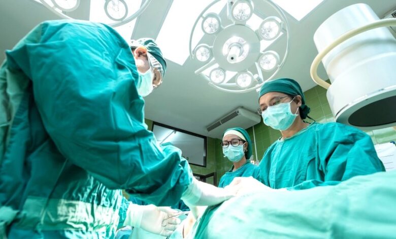 Doctors performing a surgical operation.