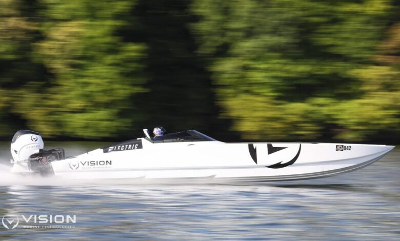 Electric boat breaks speed record with 109 MPH . track