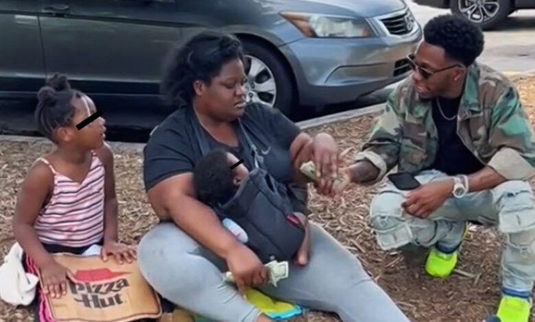 A homeless woman accuses an influencer of Glo