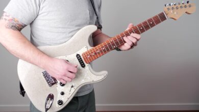 A guitar made from concrete. Image credit:  Crafted Workshop (still image from the YouTube video)