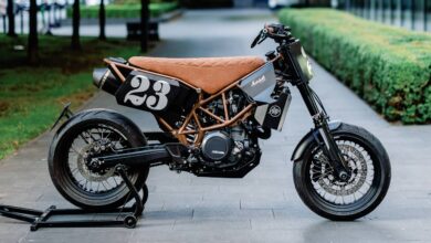 Killer in the corner: A KTM 690 supermoto upgraded to a KTM 690