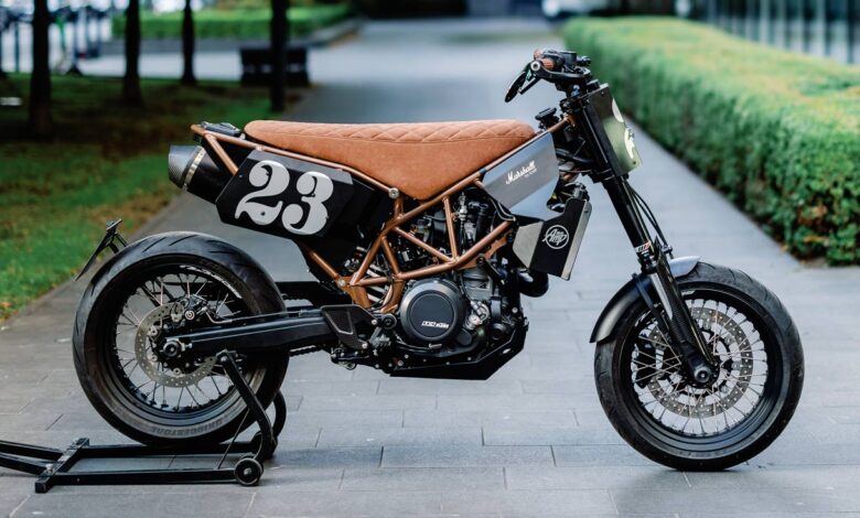 Killer in the corner: A KTM 690 supermoto upgraded to a KTM 690