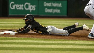 Rodolfo Castro of Pirates had his phone fall out of his pocket while sliding