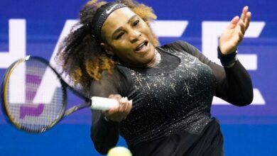 Serena Williams begins US Open run with victory over Danka Kovinic at Arthur Ashe . Stadium