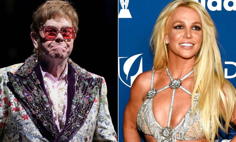 Elton John and Britney Spears. Pic: Reuters/AP
