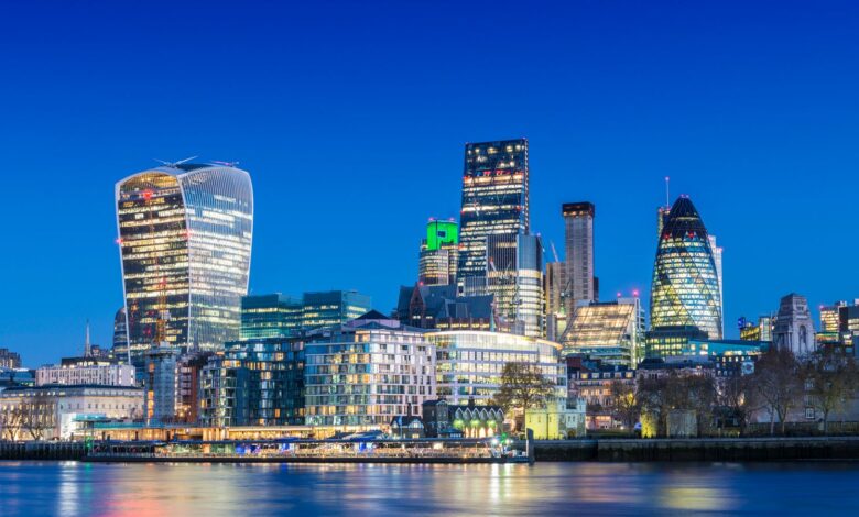 City of London skyline st twilight, United Kingdom
