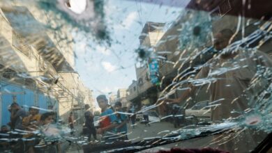A smashed car window in Gaza on Sunday