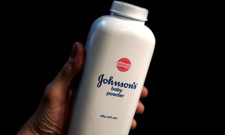 A bottle of Johnson and Johnson Baby Powder