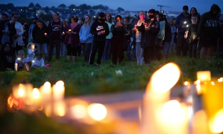 Mourners gathered in a park close to where the mass shooting took place