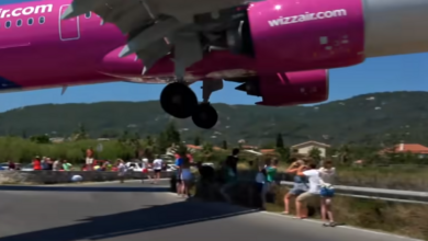 Tourists crouch as the plane lands extremely low on the Greek island of Skiathos |  World News