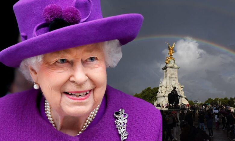 Rainbow shines over Palace of Westminster Queen Elizabeth II's funeral night