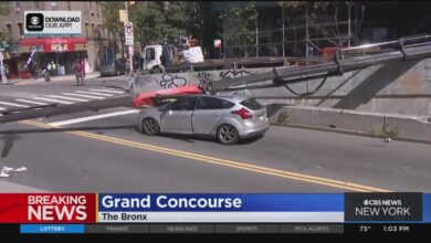 Construction crane falls on car in NYC, driver okay