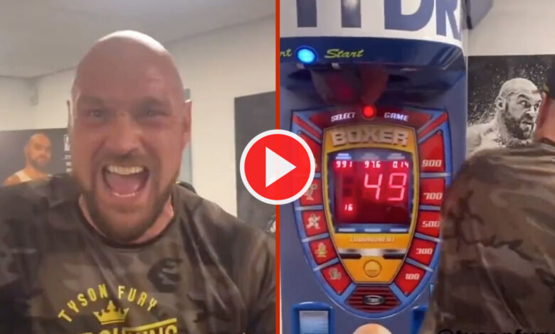 Record breaking power?  Tyson Fury takes place on the Punch machine