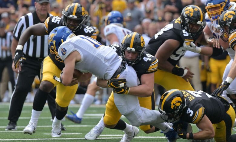 Second-half safety leads Iowa past South Dakota State 7-3 in a confusing game