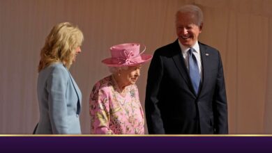 The Queen with President Joe Biden and Jill Biden at Windsor Castle in June 2021. Pic: AP