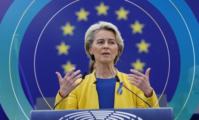 Ursula von der Leyen delivers the President of the European Commission's annual State of the European Union address to the European Parliament in Strasbourg