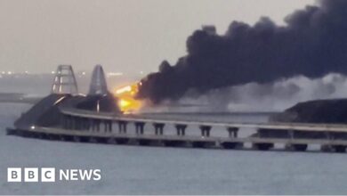 Crimean Bridge: Fire breaks out after explosion