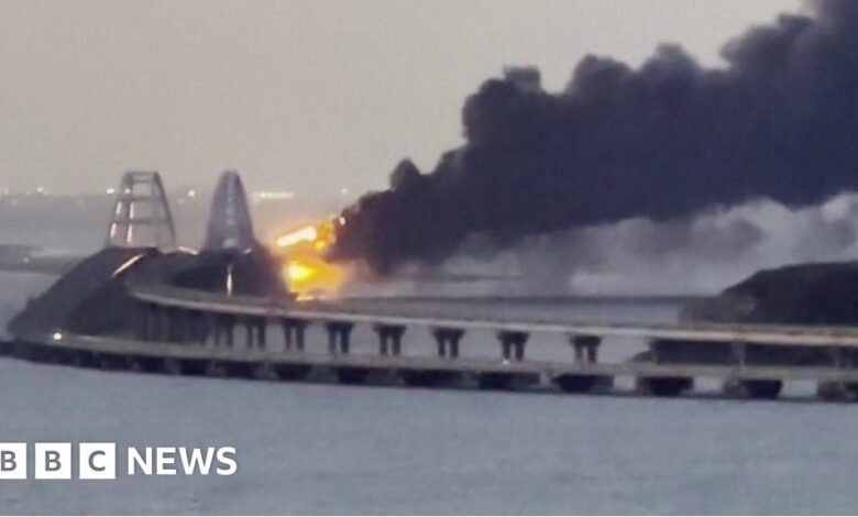 Crimean Bridge: Fire breaks out after explosion