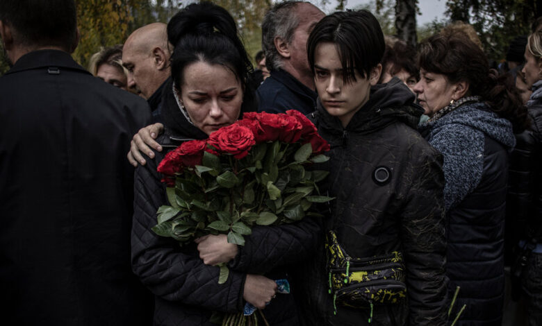 On the outskirts of Kyiv symbolizing war, a family pays the price to say goodbye to a fallen soldier