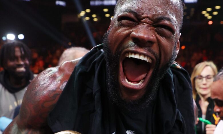 Pictured: Deontay Wilder knocks out Robert Helenius with a Deontay Wilder punch