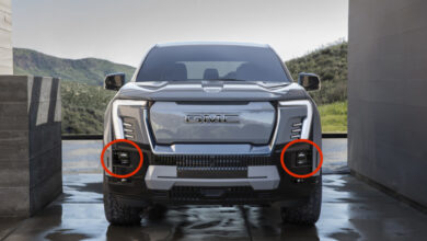 GMC has moved the headlights down on the Sierra EV 2024 to prevent glare