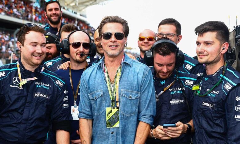 Brad Pitt attends the F1 Grand Prix in Austin before his Formula 1 role