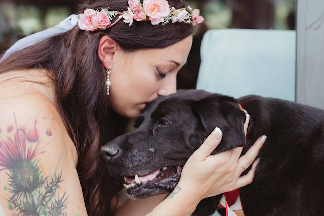 The dying dog was carried down the aisle to be her people on her wedding day