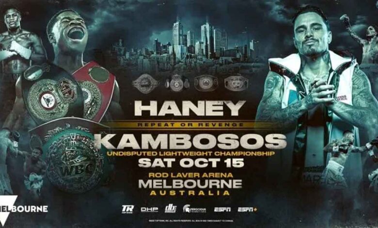Devin Haney vs George Kambosos Jnr 2 full fight video poster 2022-10-16