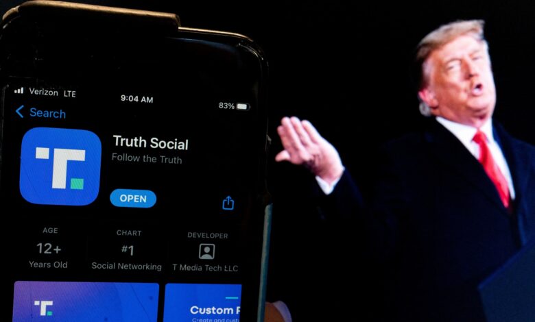 Shares of merger partner Truth Social fall after candidate Trump is undervalued