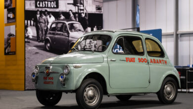 Classic Fiat 500 Abarth, a one-of-a-kind piece, on display in Milan
