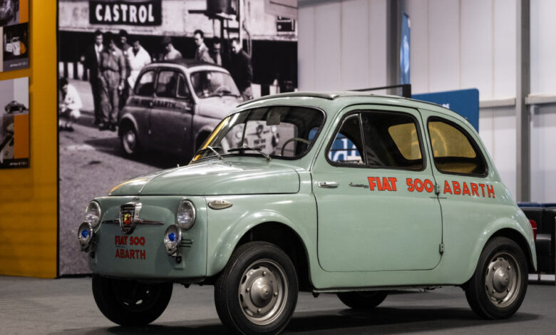 Classic Fiat 500 Abarth, a one-of-a-kind piece, on display in Milan