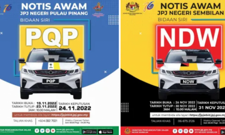 JPJ eBid: PQP and NDW number plates to be tendered