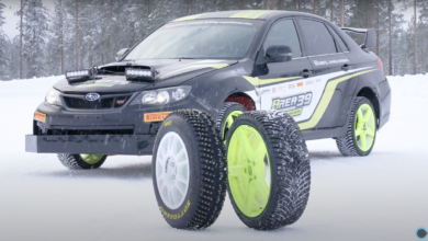Street-legal snow tires vs WRC Rally studded tires