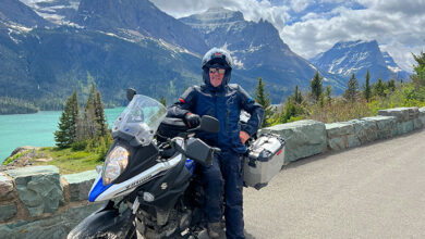 Cross-Country Motorcycle Trip Thad Wolff Going to the Sun Road Glacier National Park Suzuki V-Strom 650XT