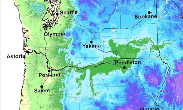 the warmest and coolest places in winter in the Northwest