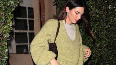 Kendall Jenner wears suede bootcuts with pointy boots