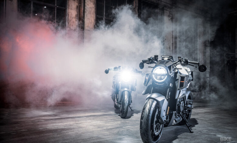 2 Brabus 1300 R motorcycles obscured by smoke