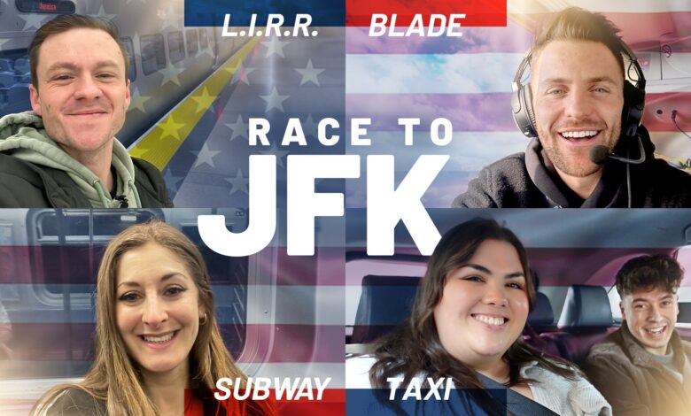 What is the fastest way to get to JFK airport?  Watch us race to JFK by train, subway, taxi and Blade helicopter