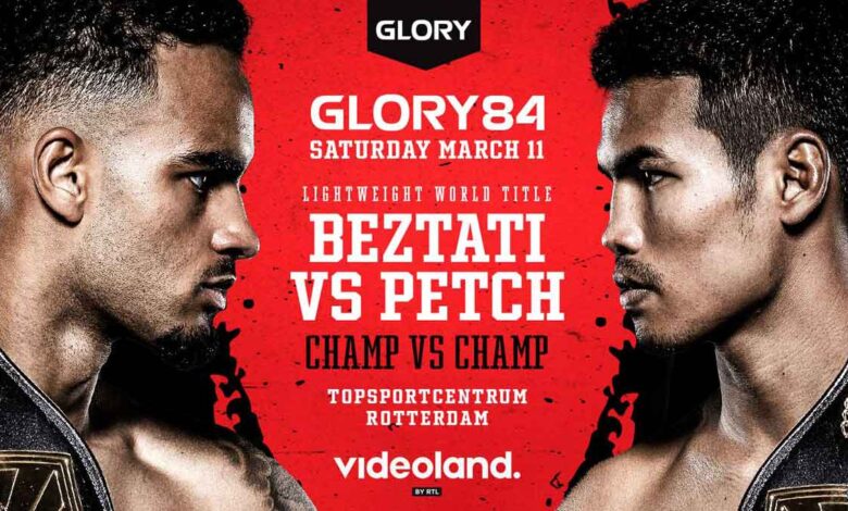 Tyjani Beztati vs Petchpanomrung Kiatmookao full fight video Glory 84 poster