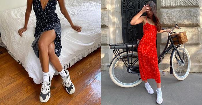 9 stylish trainers to wear with dresses this season