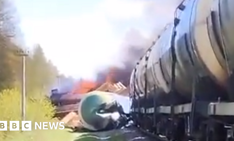 Ukraine war: Explosion near Russian border derails cargo train - governor