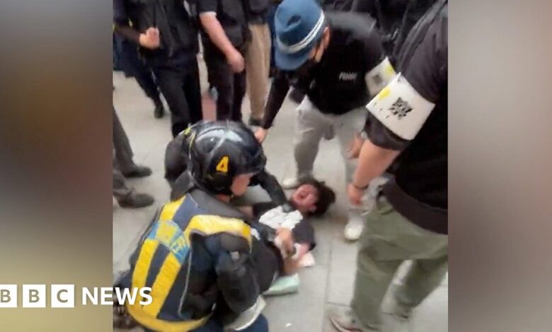 Watch: Japanese riot police pin G7 protesters to the ground during violent scuffles