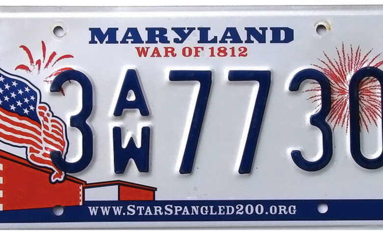 Maryland license plate URL leads to a gambling site